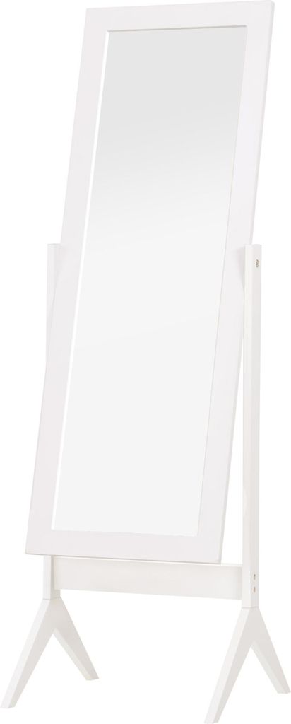 Standspiegel Ganzkörperspiegel Schminkspiegel Erhöhte Füße Pflegeleicht MDF Weiß 47 x 46 x 148 cm