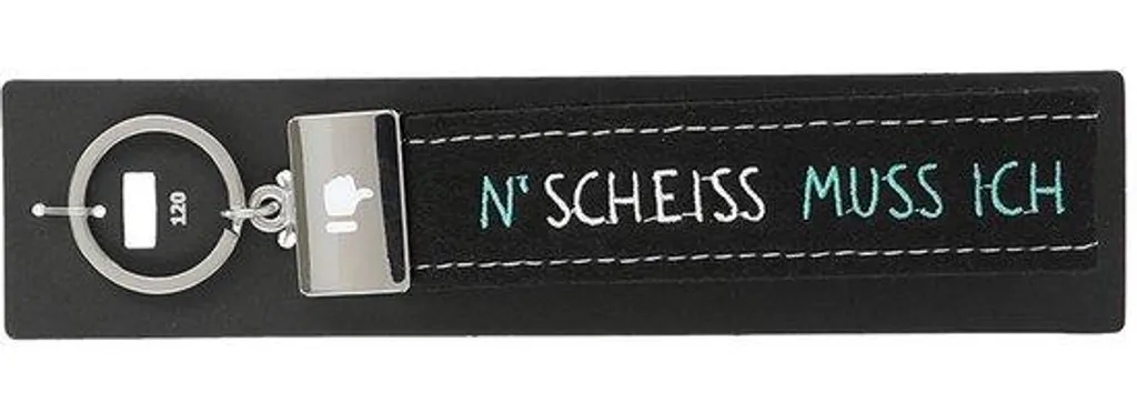 Petit porte-clés en feutre noir souple avec message rigolo pour homme