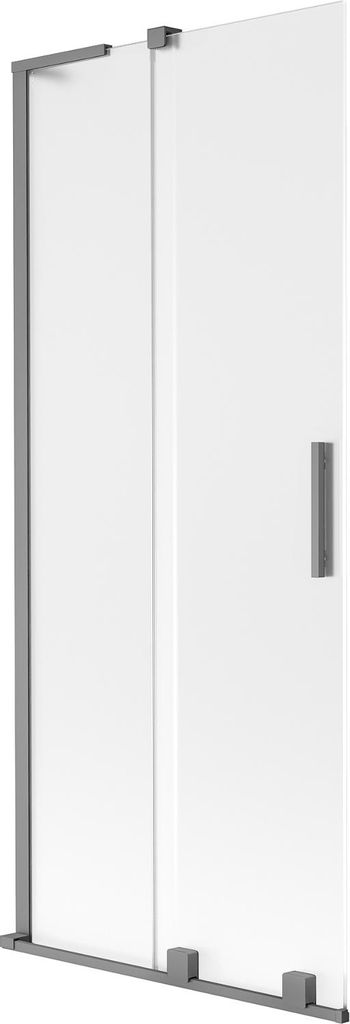 Mexen Velar L Duschabtrennung zur Badewanne, 2-flügelig verschiebbar, 80 x 150 cm, matt, Gunmetal - 896-080-003-31-95