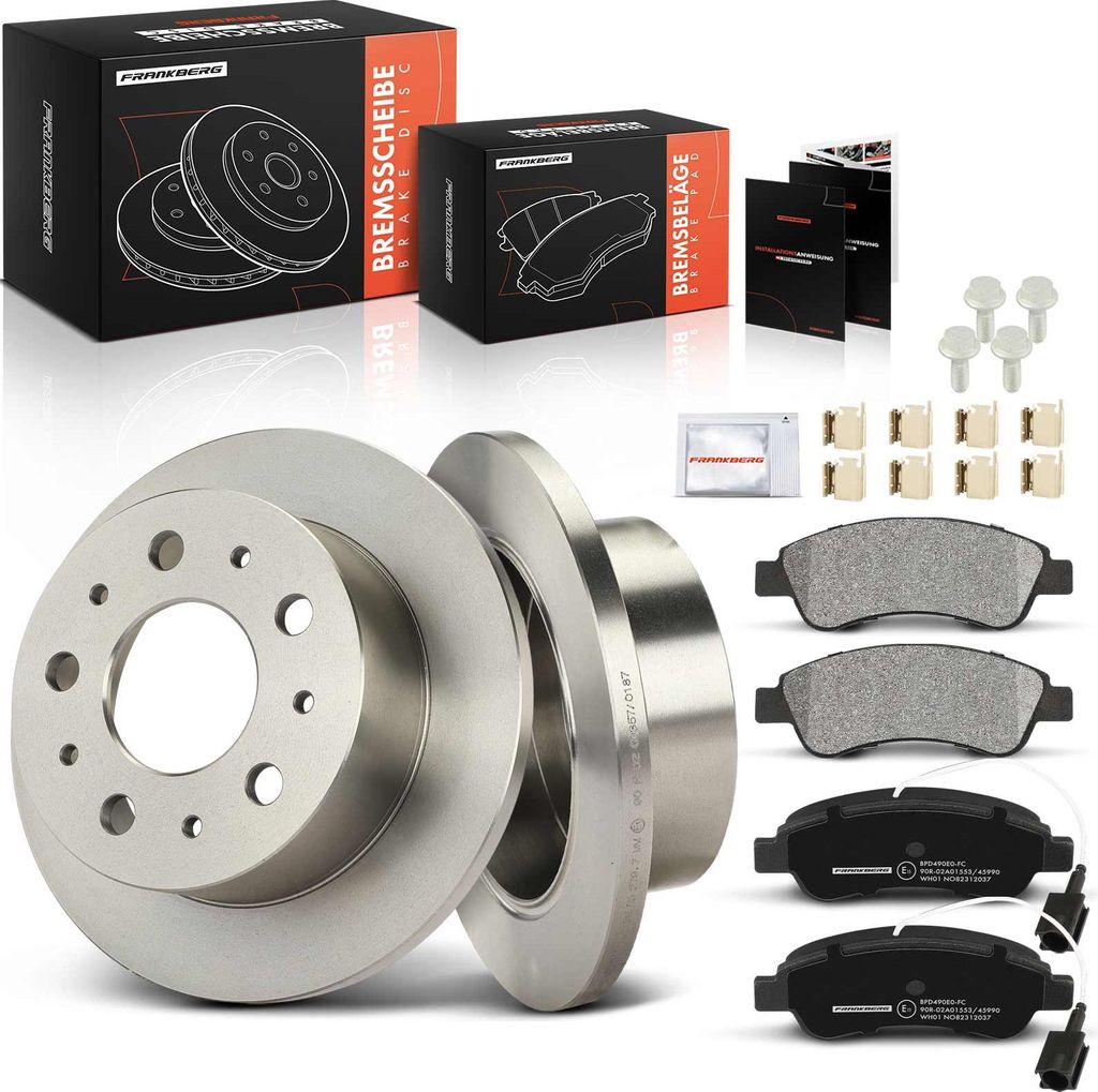 Frankberg 2x Bremsscheiben 4x Bremsbeläge Hinterachse für Citroën Jumper Fiat Ducato Peugeot Boxer