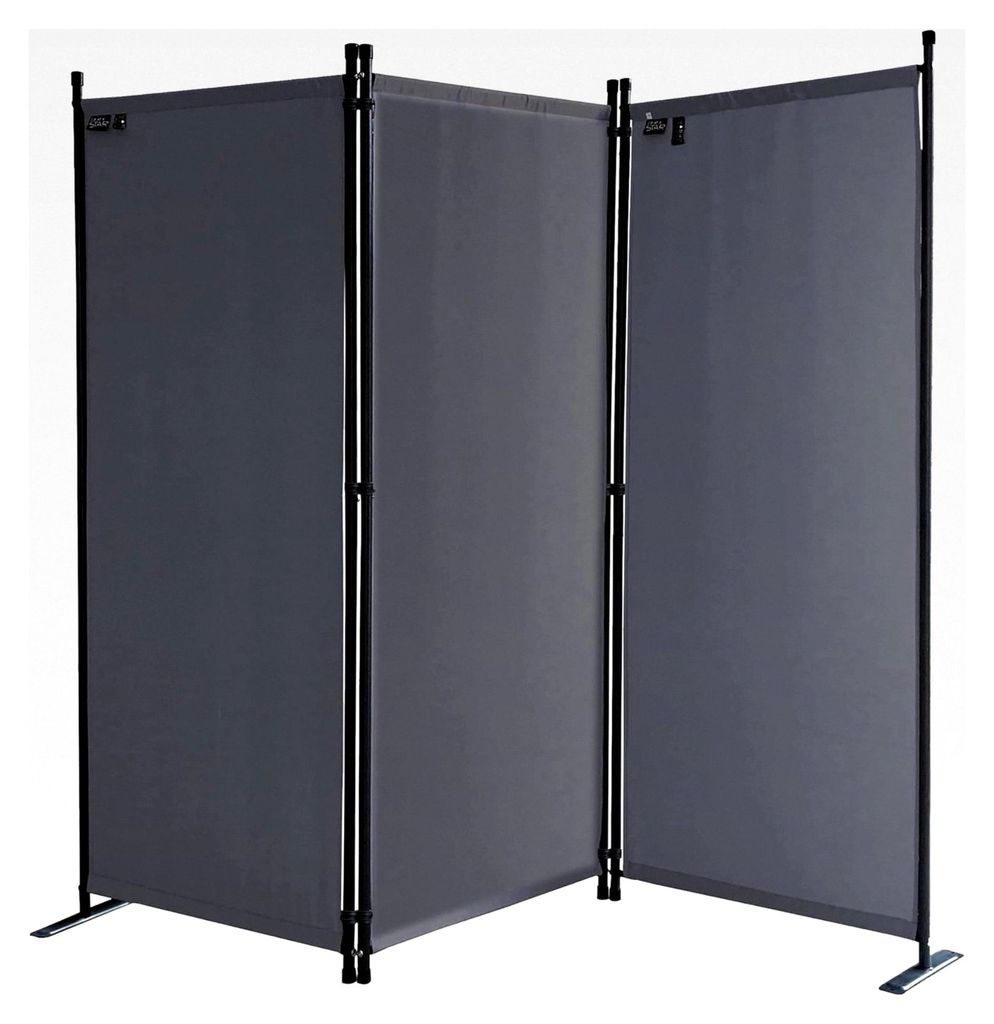 3-teiliger Paravent 170 x 165 cm Grau - Sichtschutz für Garten & Balkon - Faltbare Trennwand für Innen & Außen