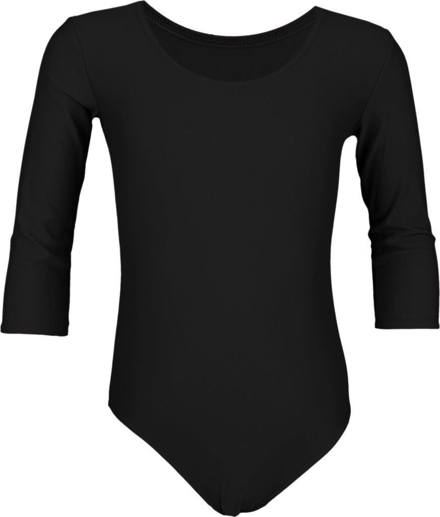 Aquarti Mädchen Body 3/4 Arm Ballett Trikot, Farbe: Schwarz, Größe: 128