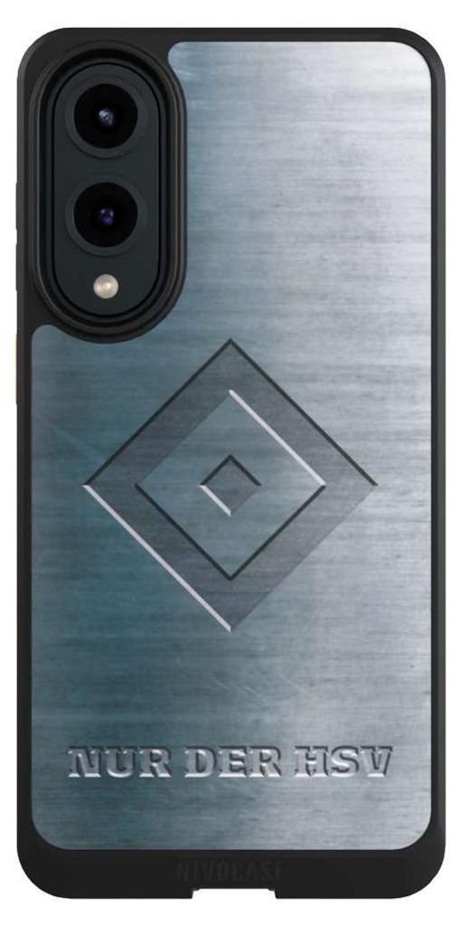 NIVOCASE Hülle für Samsung Galaxy S25 Edge Handyhülle NIVOcore Case Schwarz HSV Hamburger SV Metallic Look