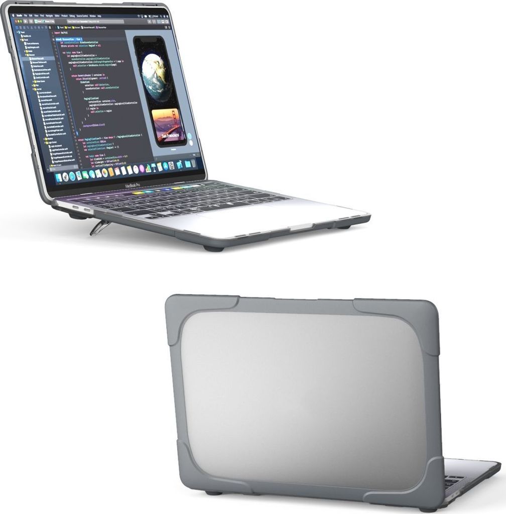 Mobigear Shockproof MacBook Pro 13 Zoll (2016-2023) Hardcase Hülle MacBook Case - Grau - Model A1706 / A1708 / A1989 / A2159 / A2289 / A2251 / A2338