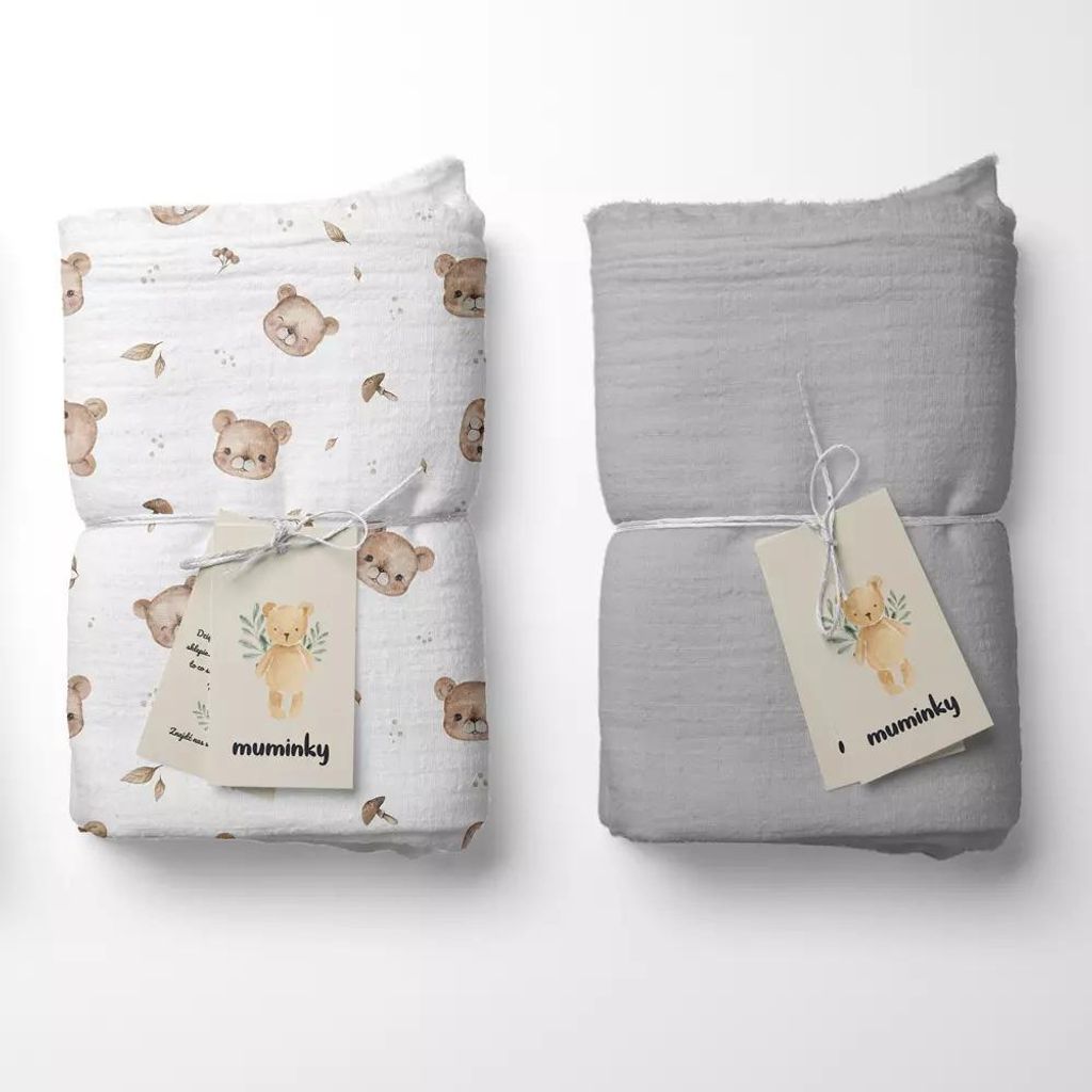 Muminky | Musselin Windeln - 50x60 cm - Grau und Braune Produktbild 