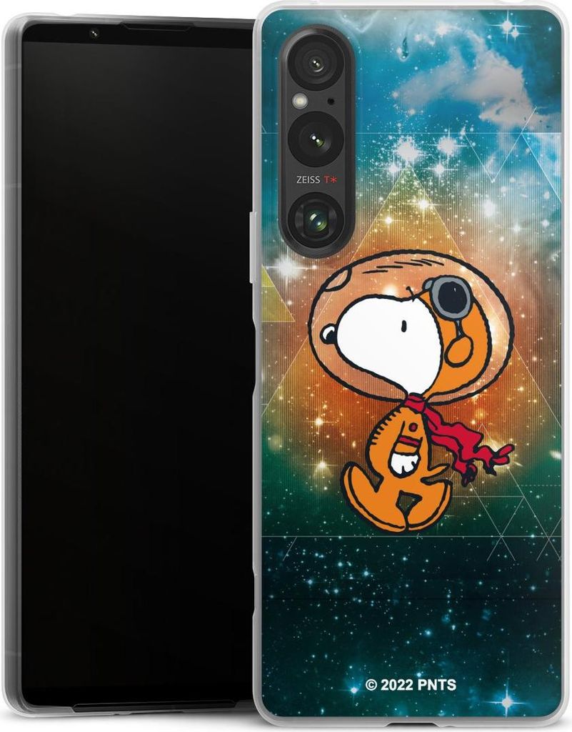 DeinDesign Slim Hülle für Sony Xperia 1 V Silikon Case Ultra Dünn Handyhülle Astronaut Offizielles Lizenzprodukt Snoopy