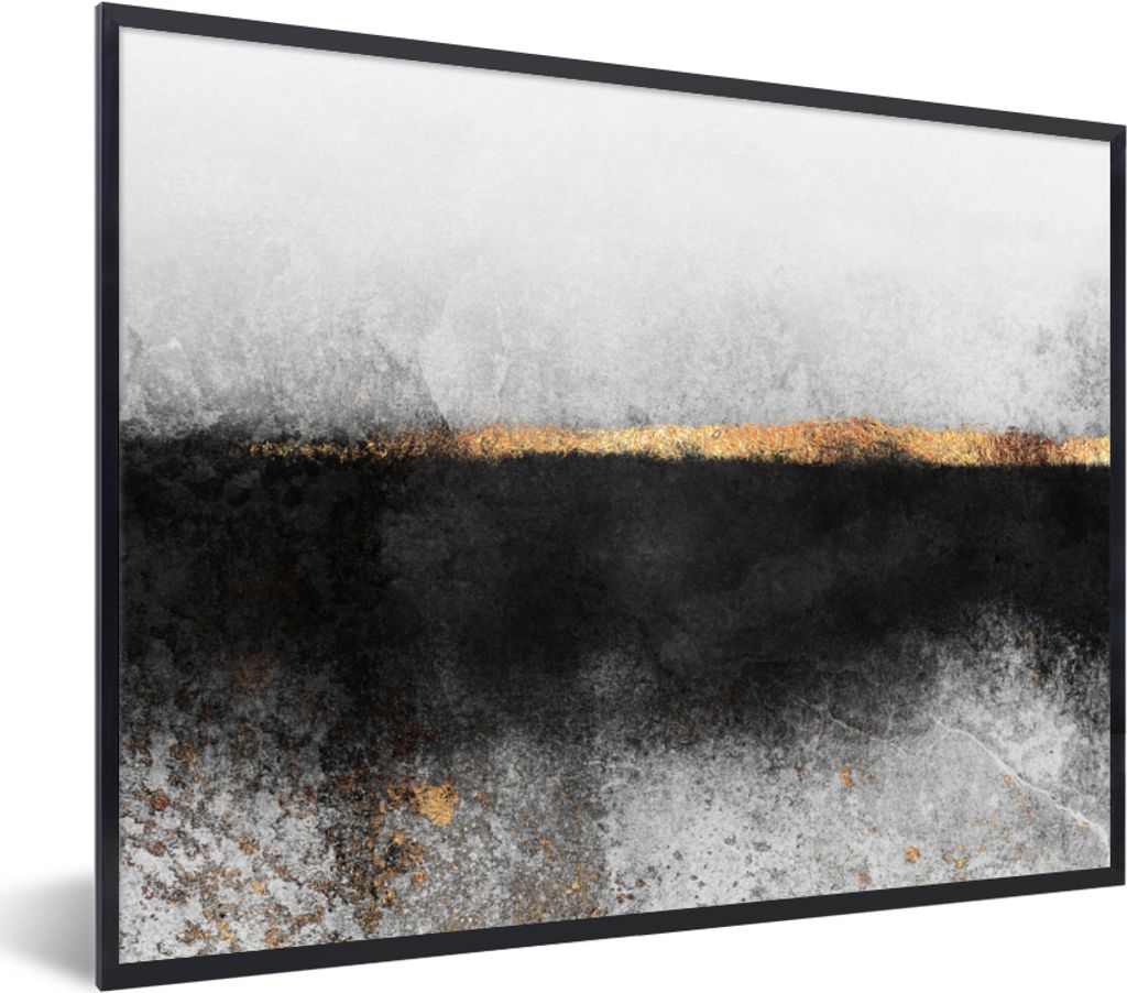 MuchoWow Gerahmtes Poster Gold - Abstrakt - Luxus 40x30 cm - Poster mit Schwarzem Bilderrahmen Wandposter Rahmen Foto Bilder - Kunstposter - Wand...