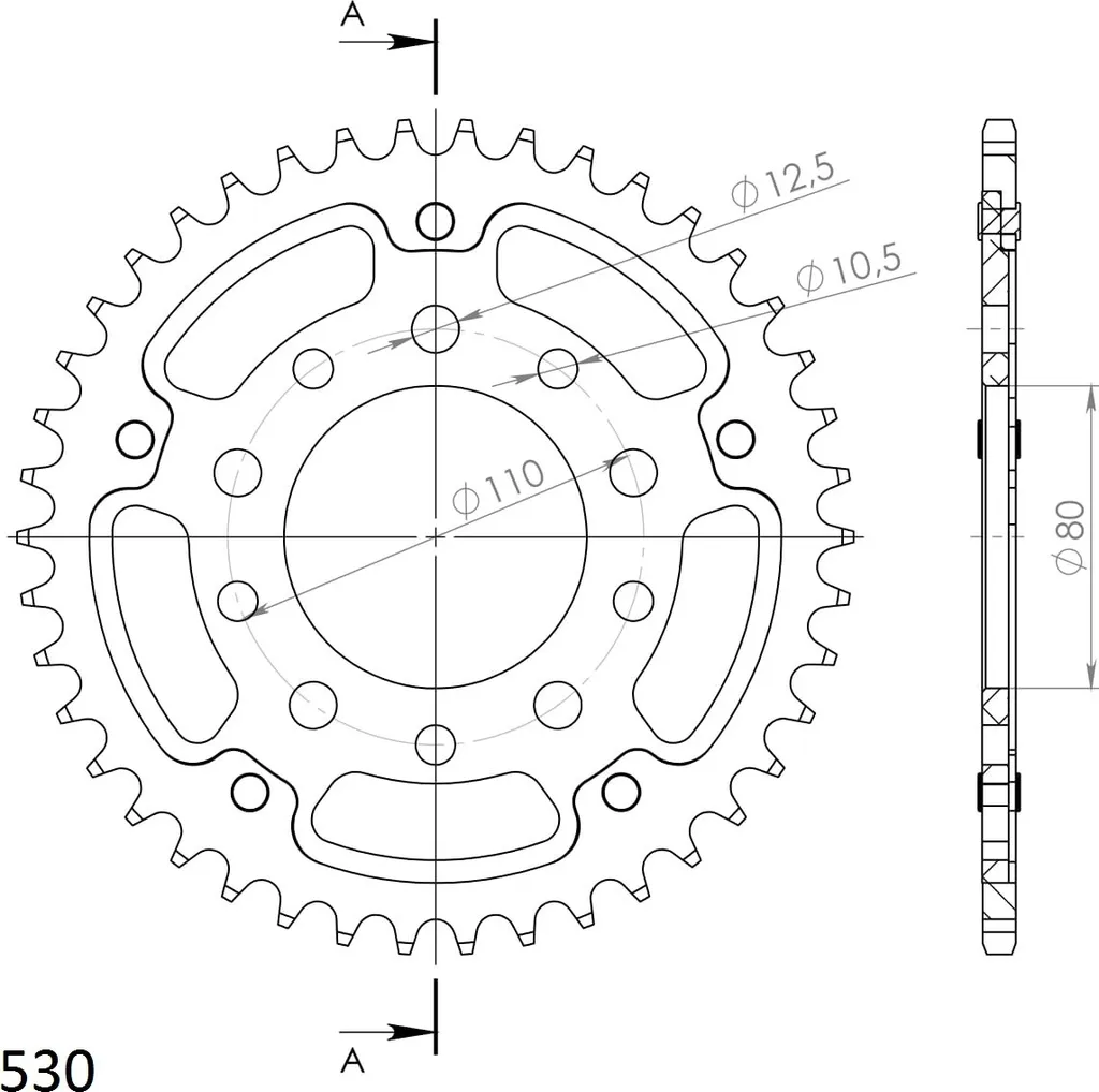 Couronne 42 Dents Supersprox Stealth 530 pour Moto de Route et Circuit