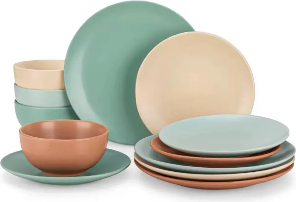 Servizio Piatti Lucenzo 12 Pezzi Ceramica Resistente 4 Persone