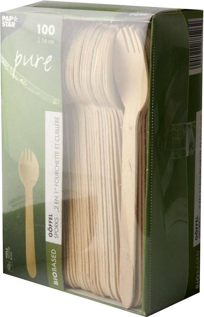 Papstar Göffel Holz pure 16cm Zdjęcie produktu 