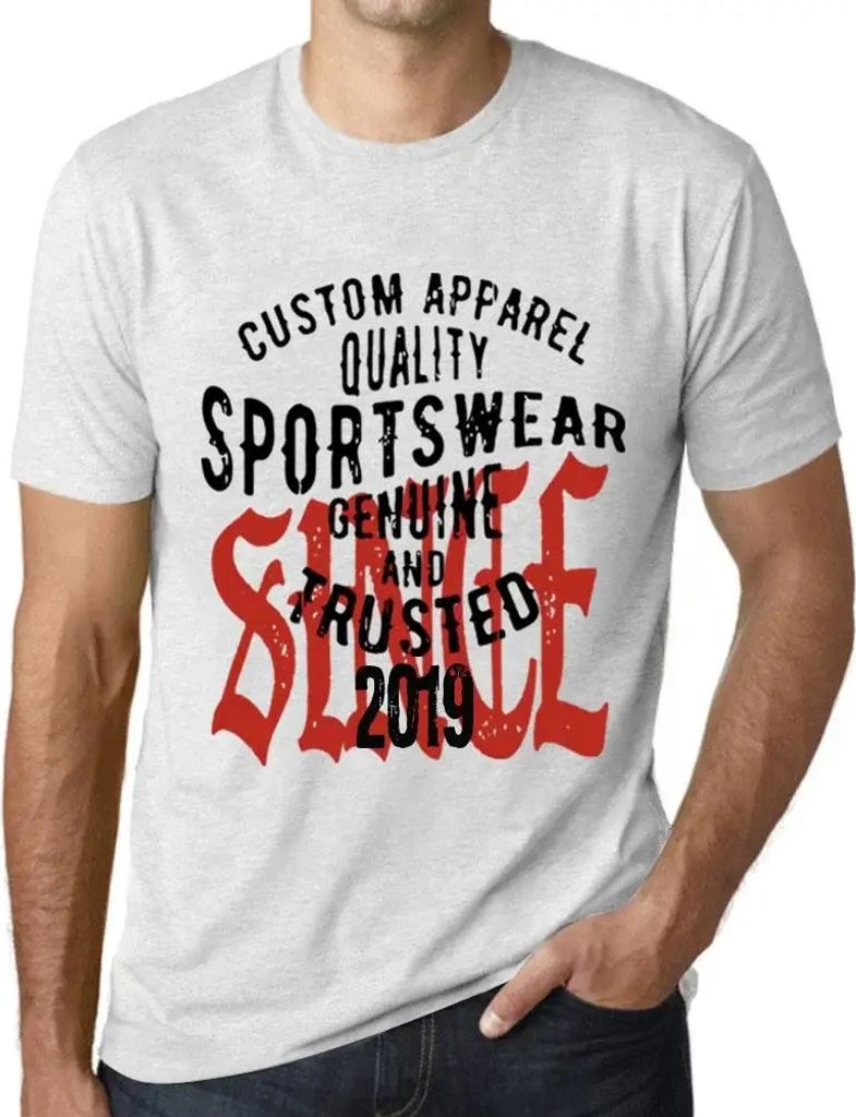 Herren Grafik T-Shirt Echte und vertrauenswürdige Sportbekleidung seit 2019 – Sportswear Genuine and Trusted Since 2019 – Geschenk 5. Geburtstag