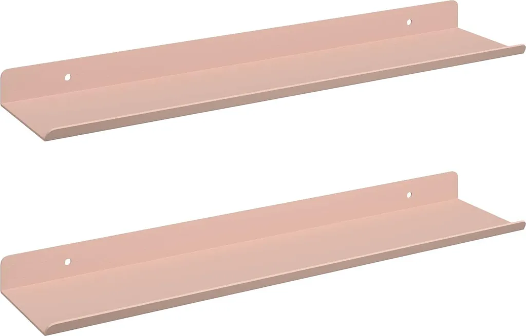 2 Mensole Rosa per Cameretta Bambini | Acciaio 40x9 cm Decorazione