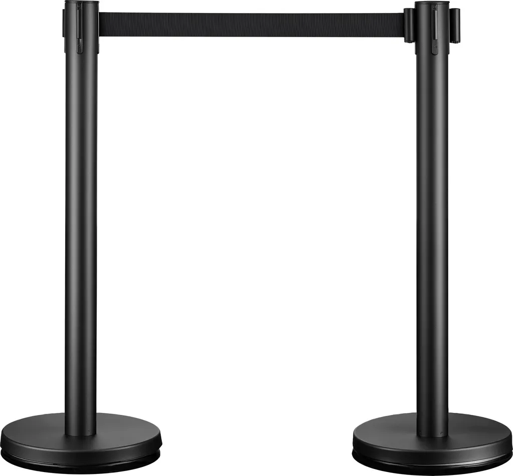 Poteau de Guidage en Acier Noir 10kg Haute Stabilité Sangle 2m x2