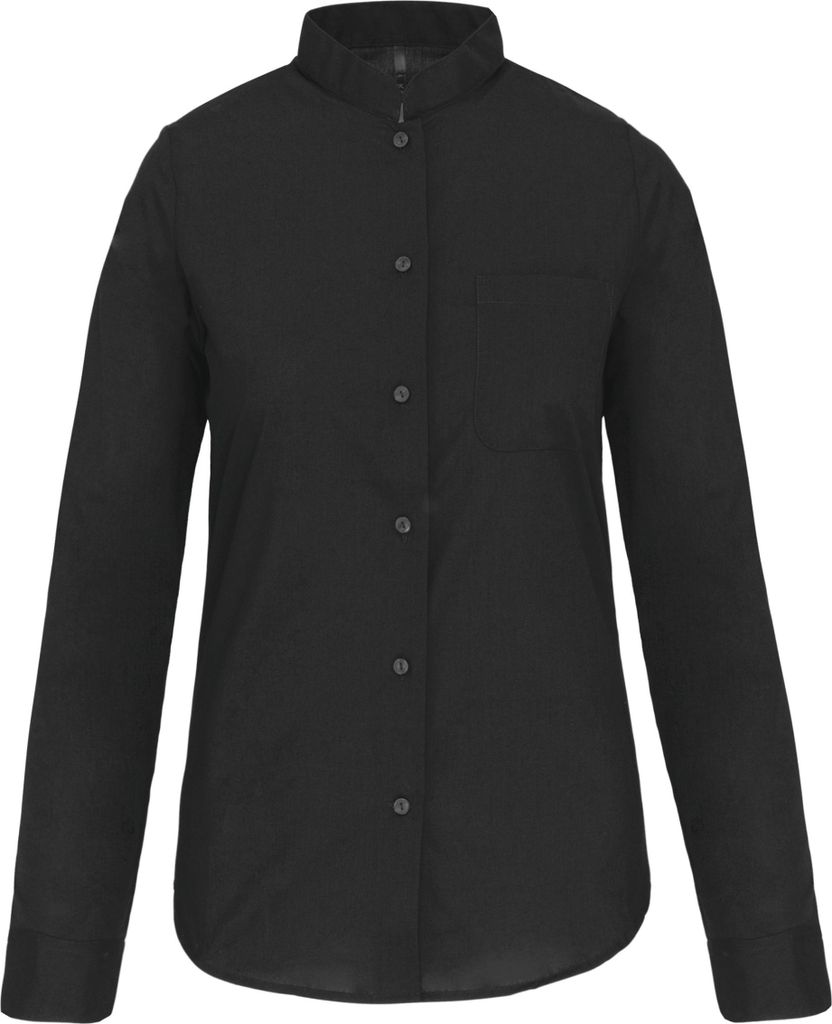 Kariban Damen hemdbluse mao-kragen langarm