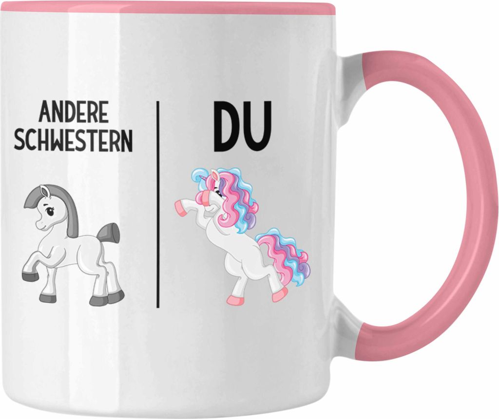 Trendation - Schwester Geschenk Geburtstag Tasse Geschenkideen Tassen mit Spruch für Beste Schwester (Rosa)