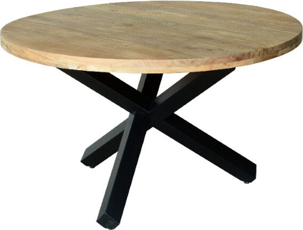 Casa Dolce runder Esstisch RALIA, braun, 130x130x77 cm, Akazienholz, schwarze metalbeine