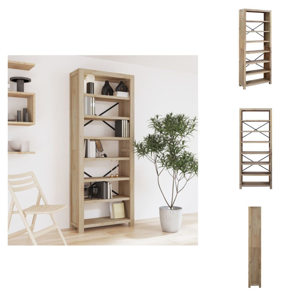 vidaXL Bücherregal 7 Fächer 80x30x200 cm Massivholz Akazie - Bücherregale & Bücherschränke