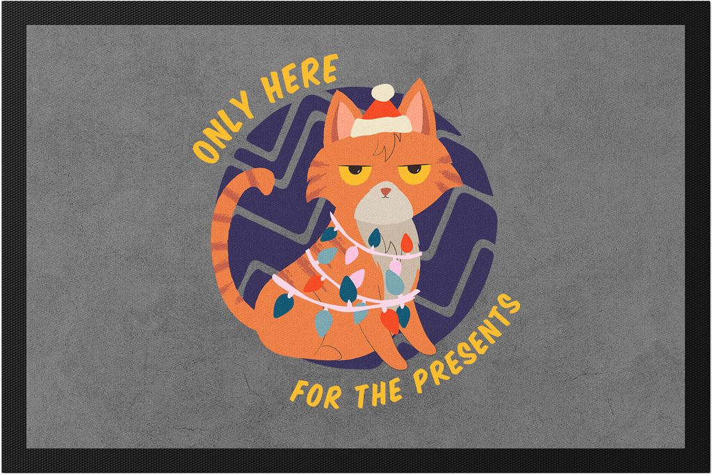 Only Here For The Presents Fußmatte Lustiges Katzen Motiv Produktbild 