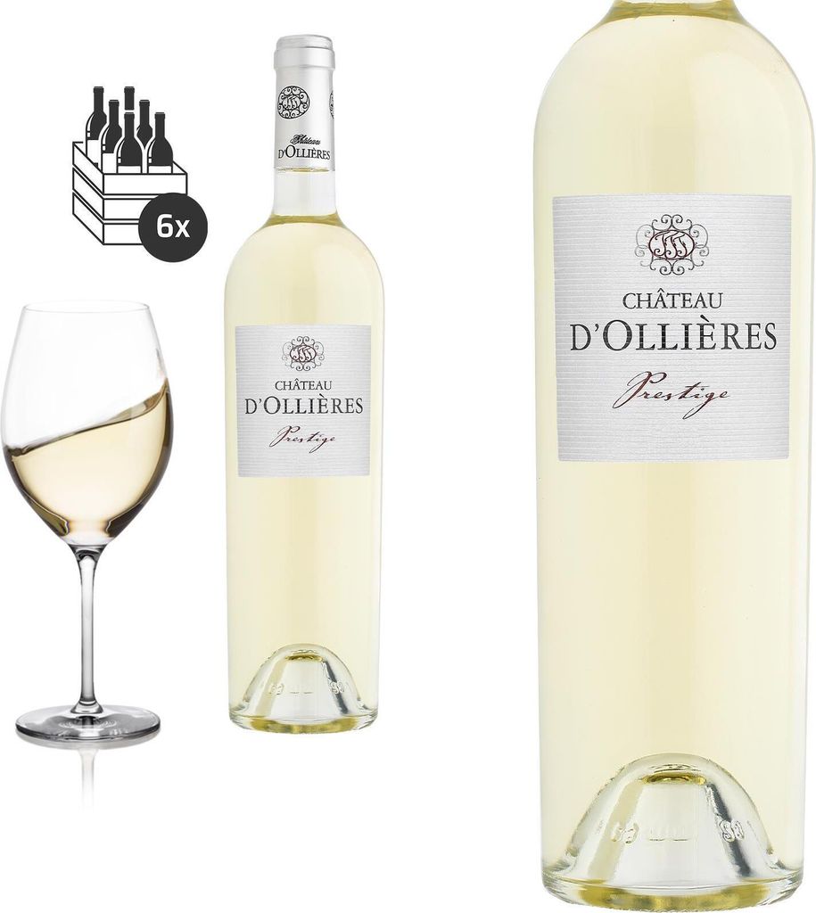 6er Karton 2021 Côteaux Varois en Provence blanc PRESTIGE von Château d'Ollières - Weisswein