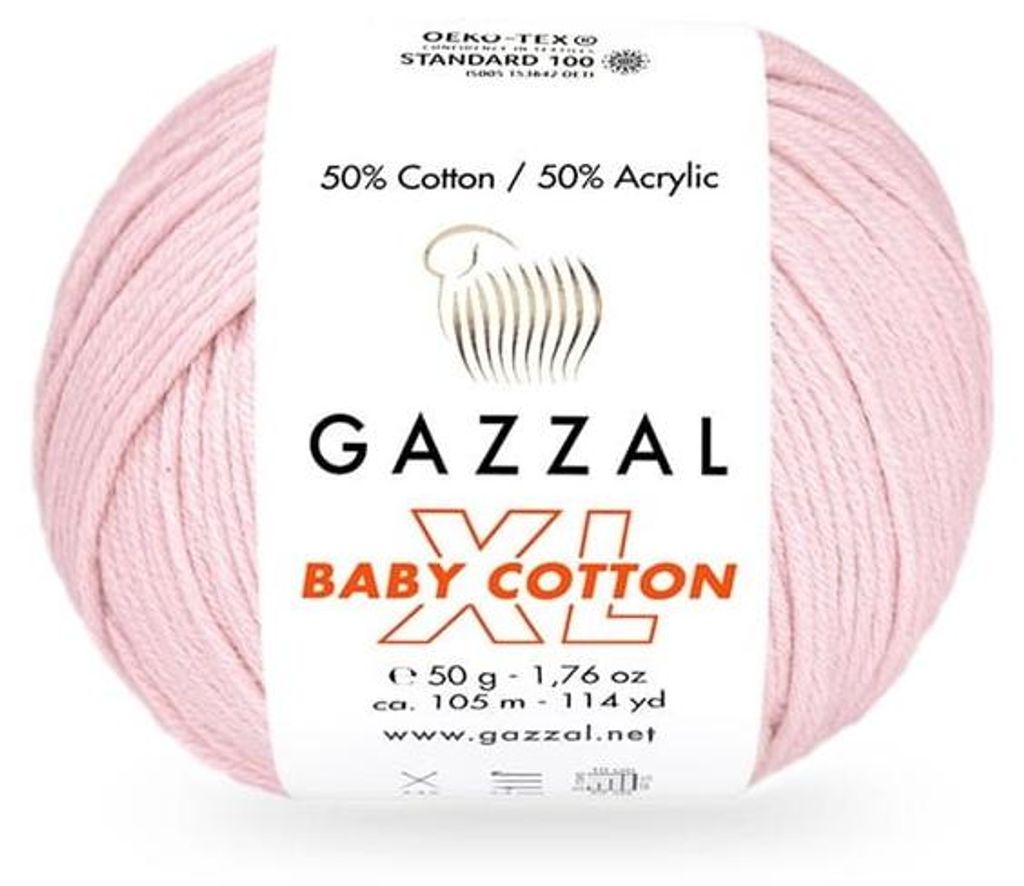 Wolle Gazzal Baby Baumwolle XL 3411 hellrosa - Stricken & Produktbild 