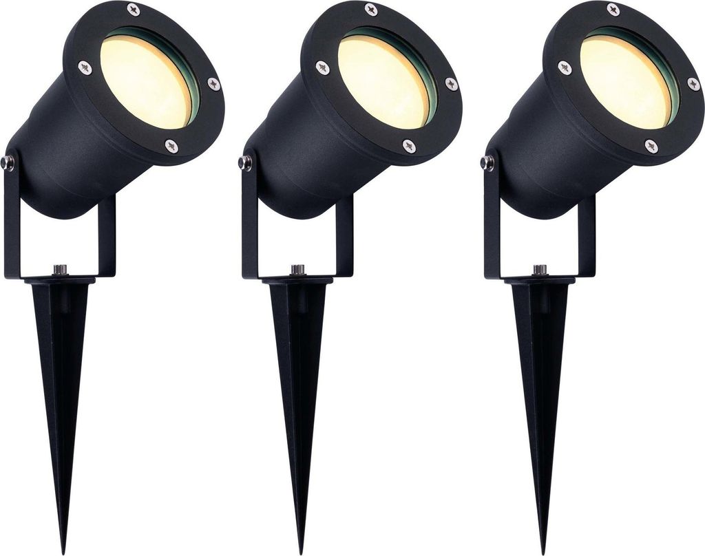 Ledvion - 3er Set, Gartenstrahler mit Erdspieß, IP65, 3W, 2700K, 220-240V, Warmweiß, LED Strahler, Gartenbeleuchtung mit Strom, Mit GU10 Leuchtmi...