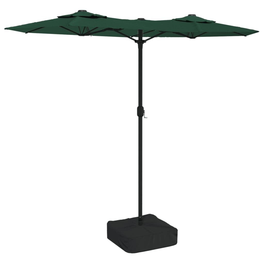 vidaXL Doppel-Sonnenschirm mit LED-Leuchten Grün 316x145 cm Produktbild 