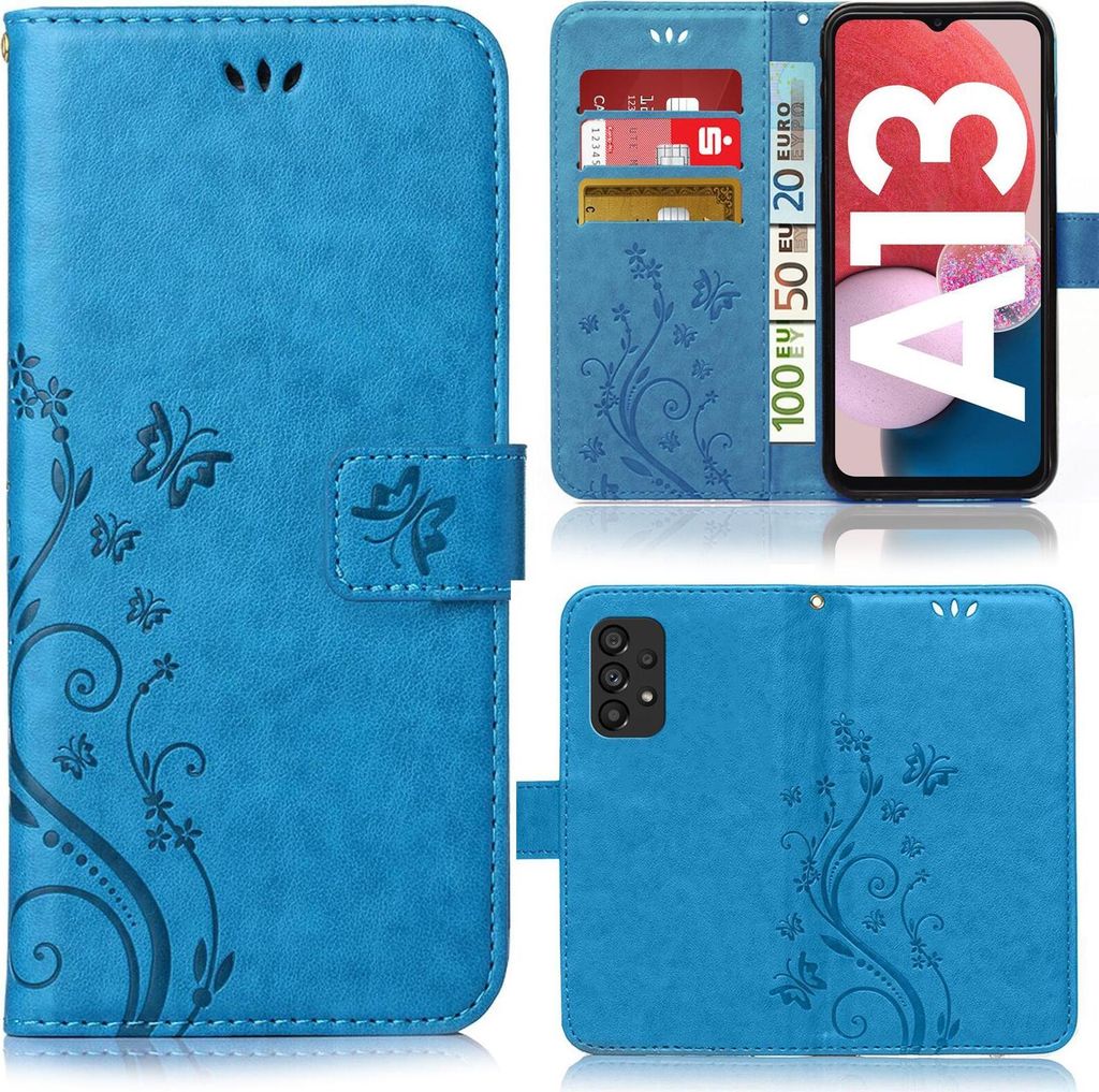 Samsung Galaxy A13 Bookstyle Flower Blau Produktbild 