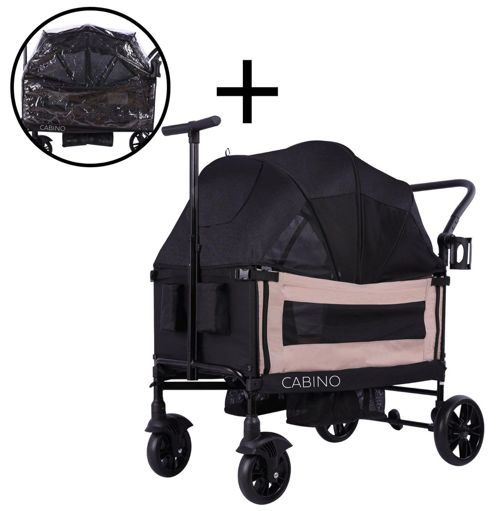 Cabino Bollerwagen Waggie Taupe – faltbarer Handwagen für 2 Produktbild 