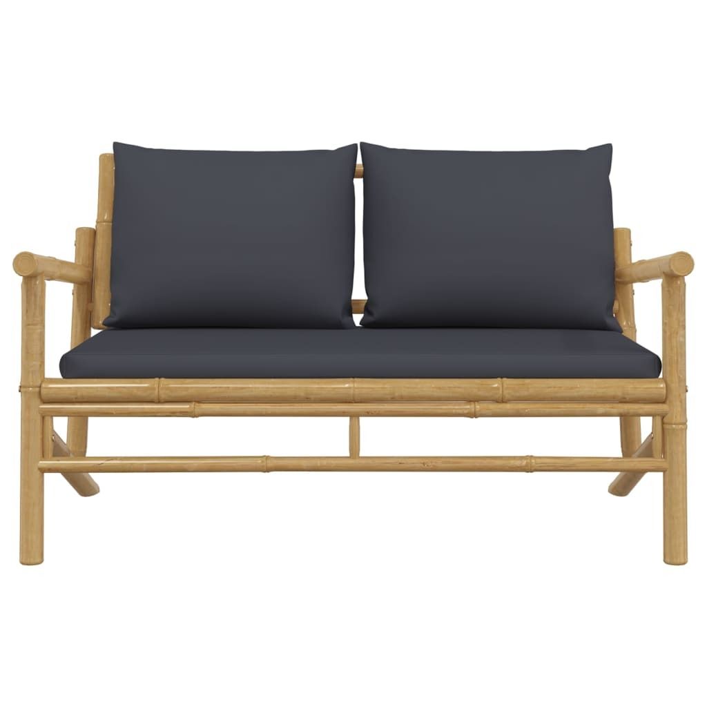 "im Sonderangebot" Gartenbank mit Dunkelgrauen Kissen Bambus - 115x75x74 cm DEMöbel 9587346