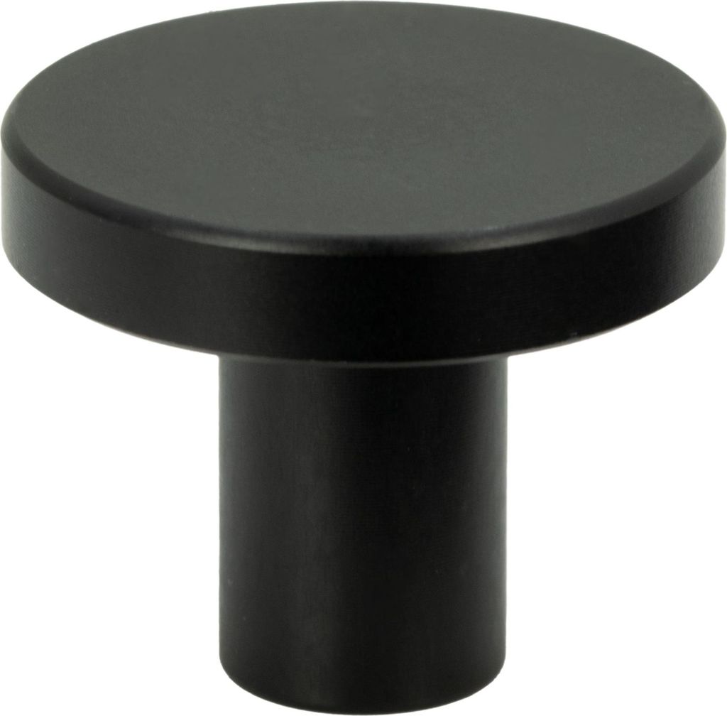Runde schwarze Möbelknopf aus Aluminium mit mattem Finish – Produktbild 