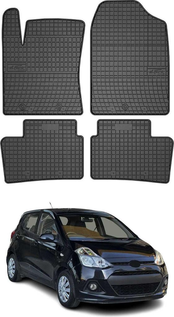 2013-2019 Hyundai i10 tappetini in gomma nera 4 pz Immagine del prodotto 