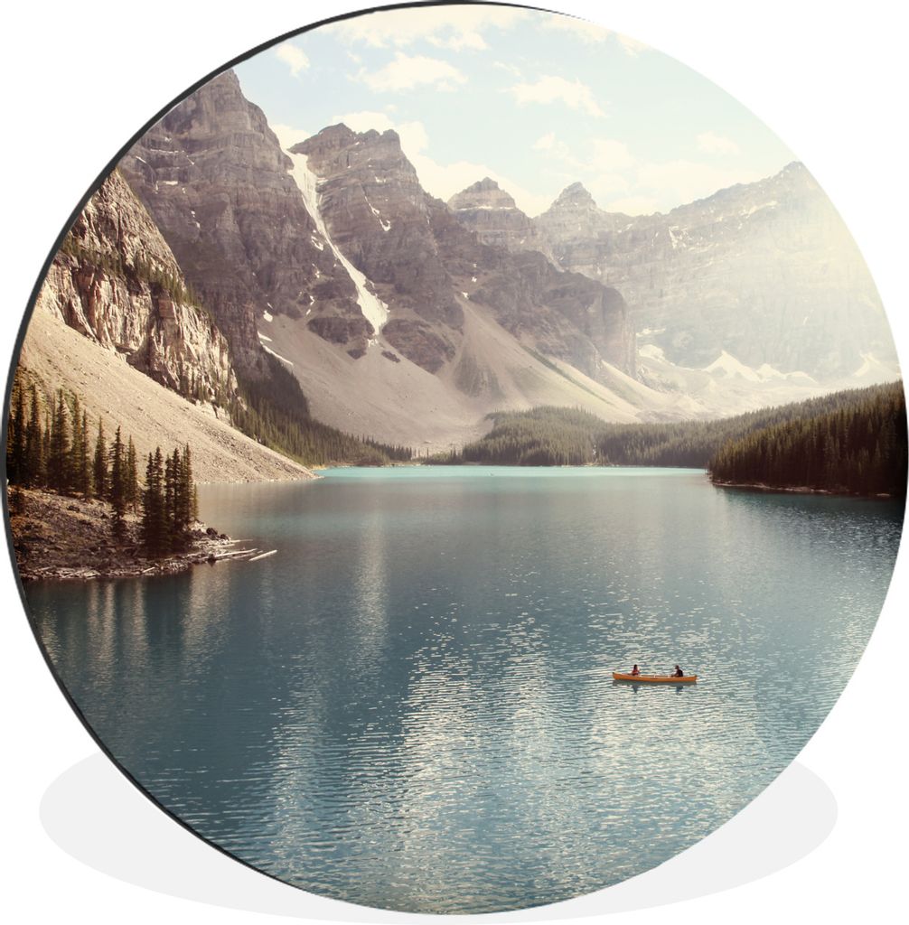 MuchoWow Aluminium Wandkreis Kanadas Moraine Lake mit dem Tal bei Lake Louise Ø 90 cm Wanddeko Modern Wohnzimmer - Mauerkreis - Wandbilder - Run...