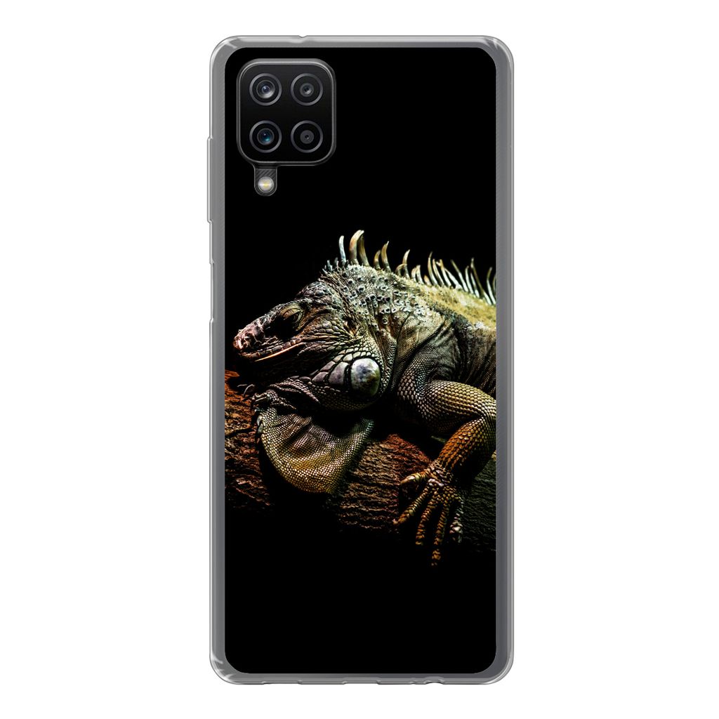 MuchoWow Handyhülle Schutzhülle Hülle für Samsung Galaxy A12 Tier - Zweig - Schwarz Silikon Softcase Handy Hülle - Bild