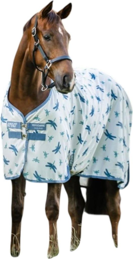 Horseware Ireland Fliegendecke Amigo Bug Rug Dragonfly Print/ Silver, Blue & Sage 140 cm
