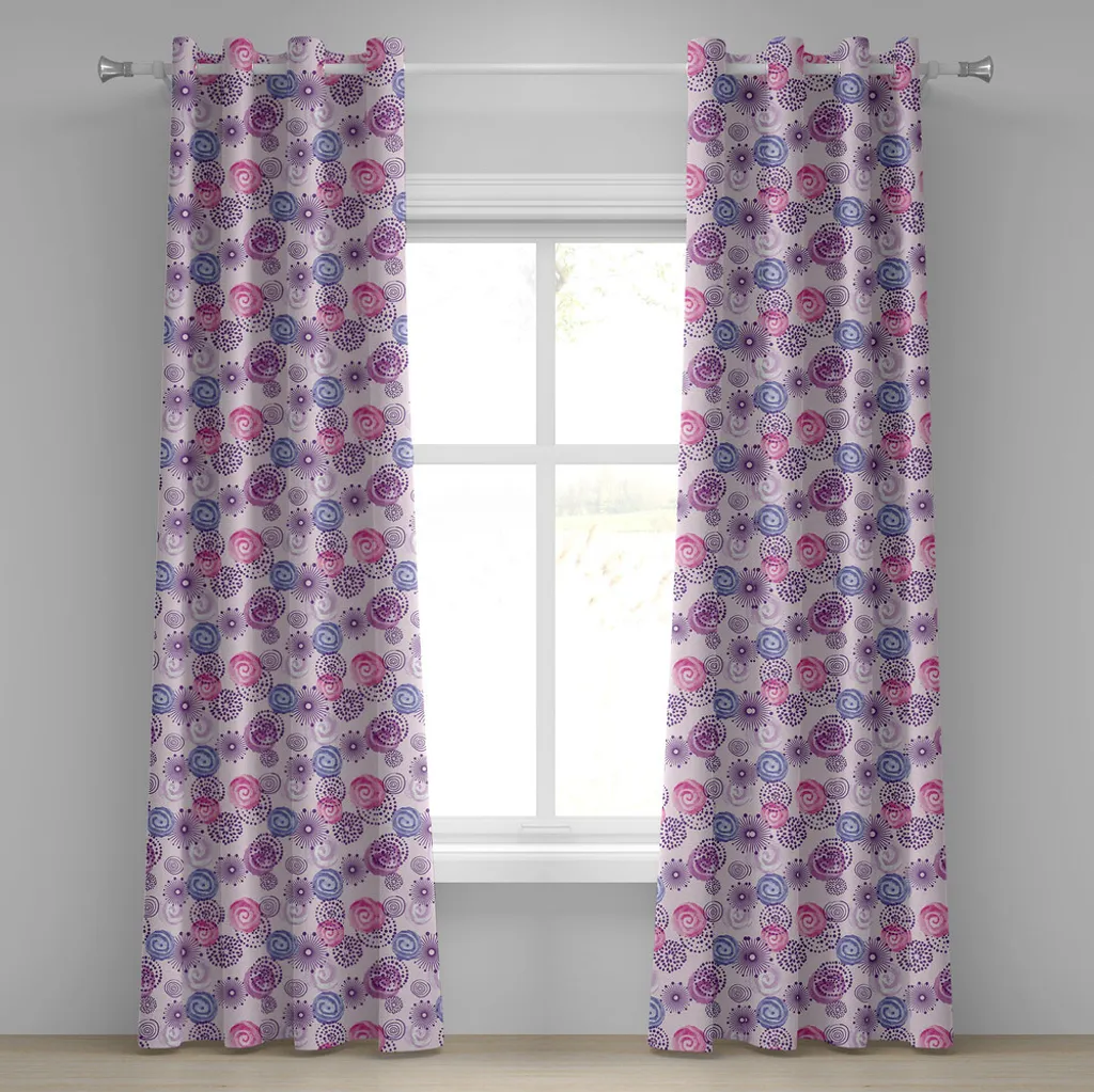 Tenda Decorativa ABAKUHAUS 280x245cm Blu Rosa - Design Floreale Top