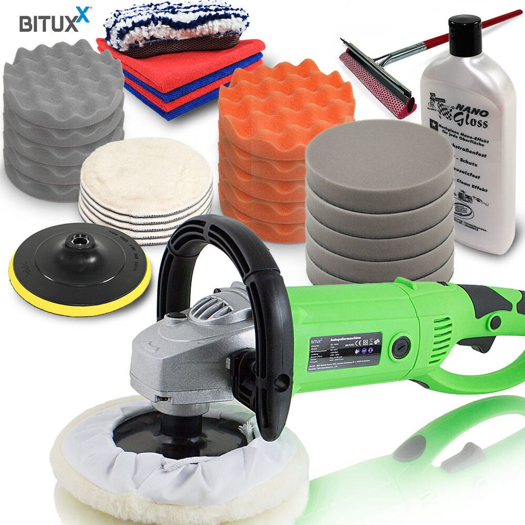 Bituxx Poliermaschinen Set 1200W mit Zubehör (Set 6) MS-12380