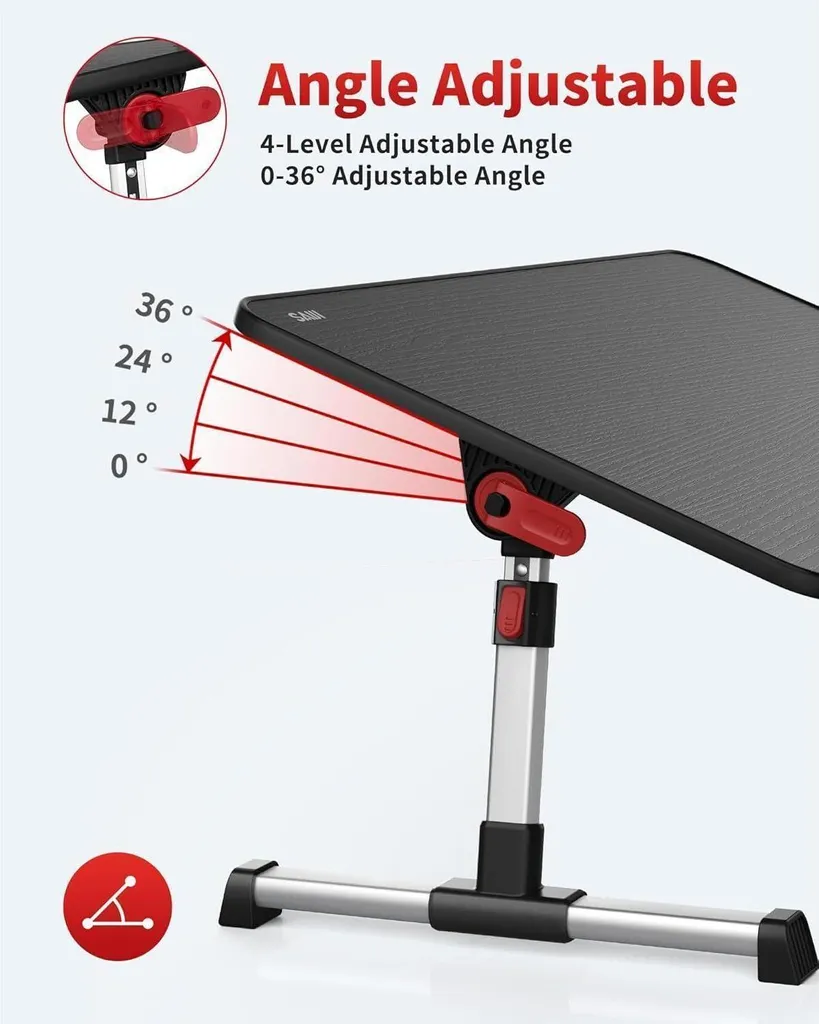 Table d'ordinateur portable pliable pour lit et canapé bois clair - 3