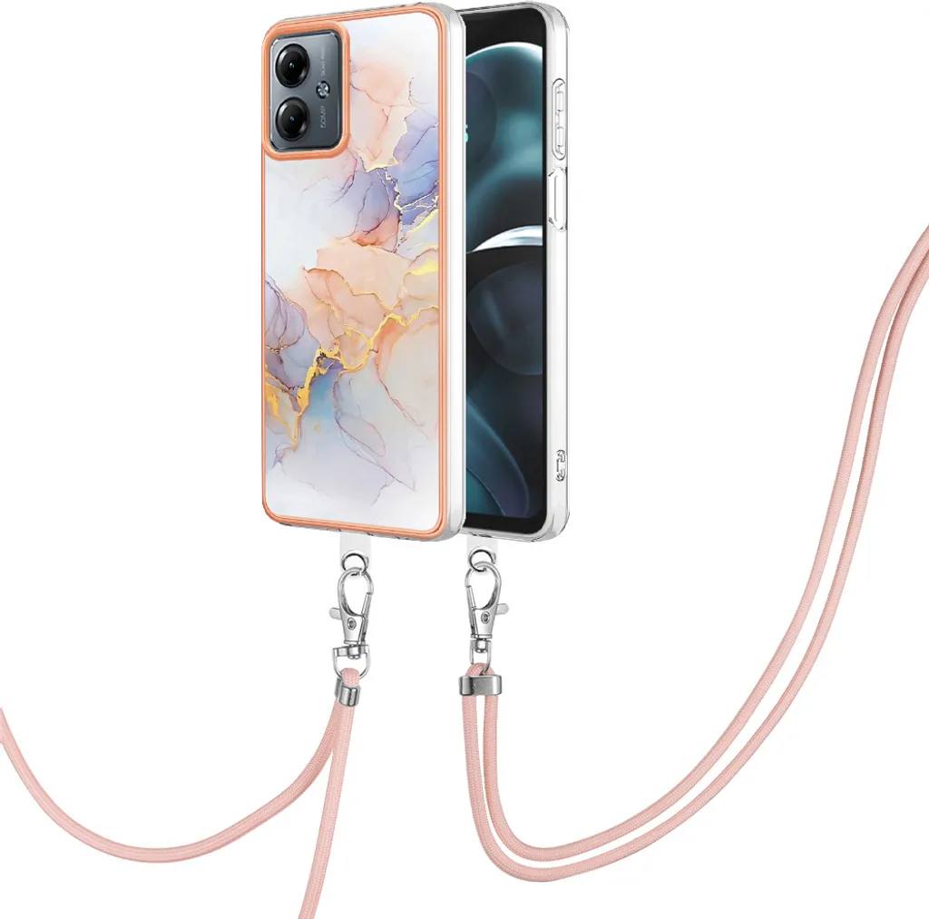 Cover Antiurto Moto G14 Grigia con Laccetto - Protezione Integrale