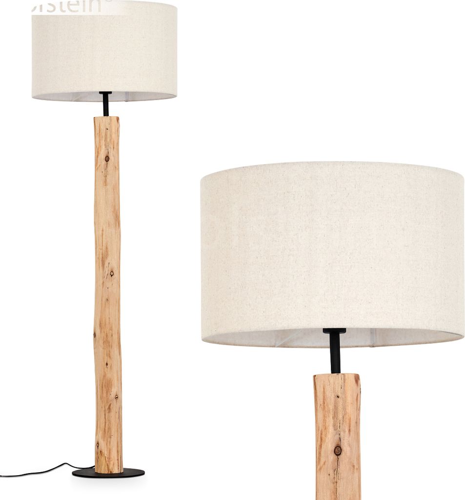 Bitonto Stehlampe aus Holz/MetallStoff in Natur/Schwarz/Beige