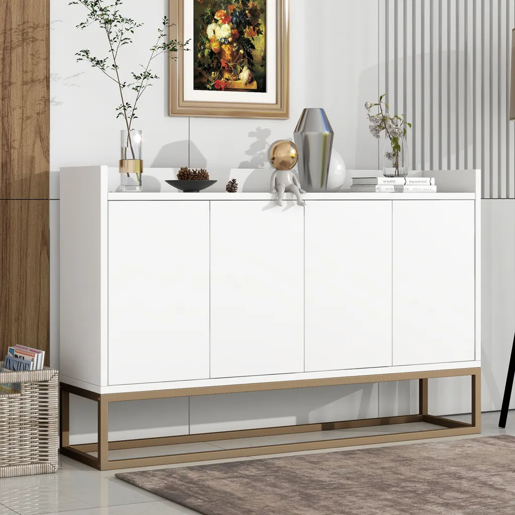 Mobile Buffet Bianco 4 Ante 120cm - Credenza Moderna per Famiglia