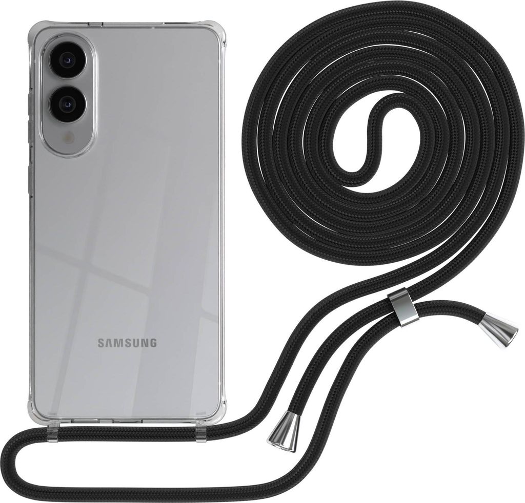 Samsung Galaxy S25 Edge Case Chain Set Eyelets Black Clips Silver