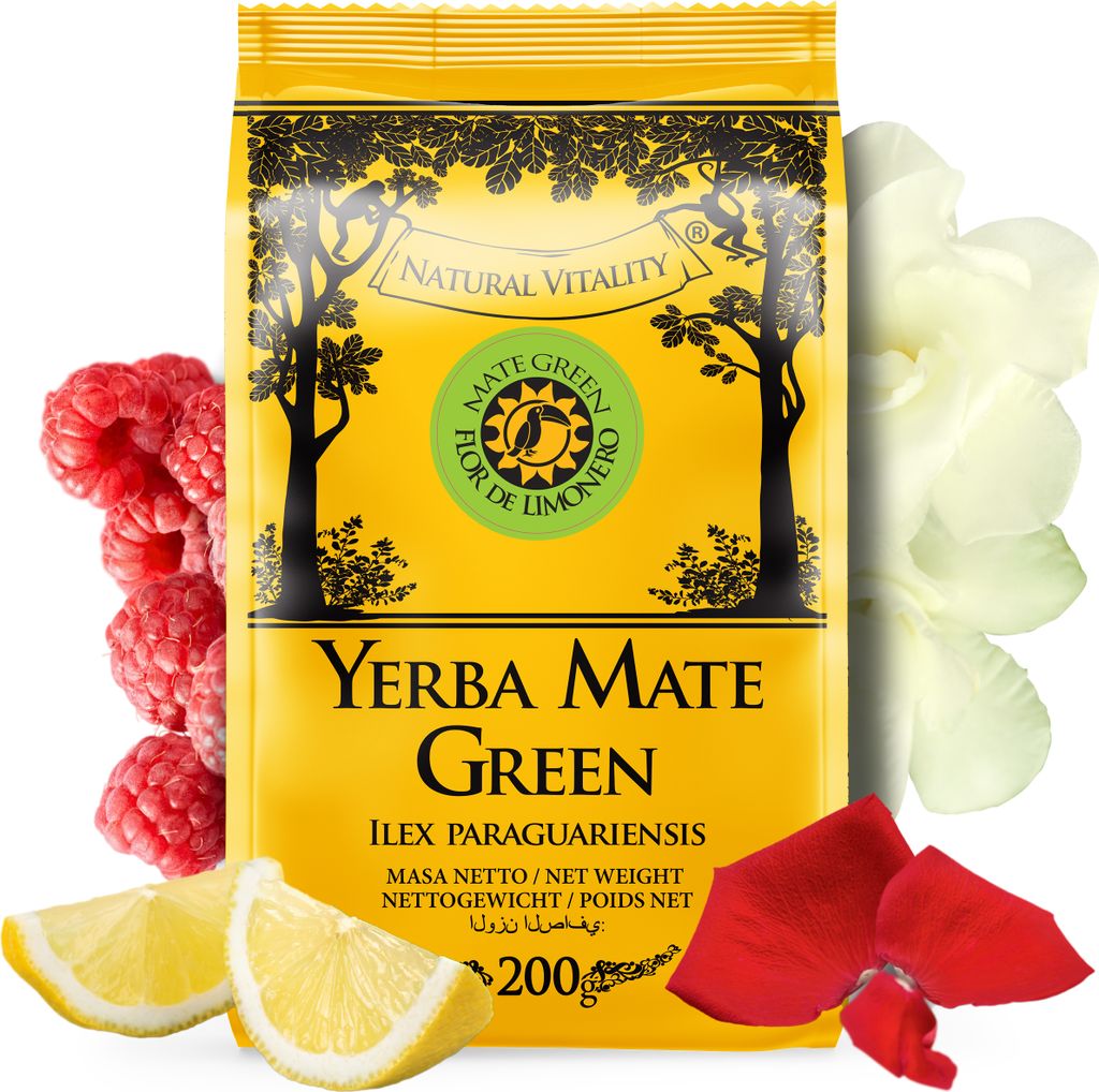Yerba Mate Tee MATE GREEN Flor de Limonero 200 g - fruchtig-krautige brasilianische Yerba Mate - natürliche Zutaten - ohne Zusatz künstlicher Aromen