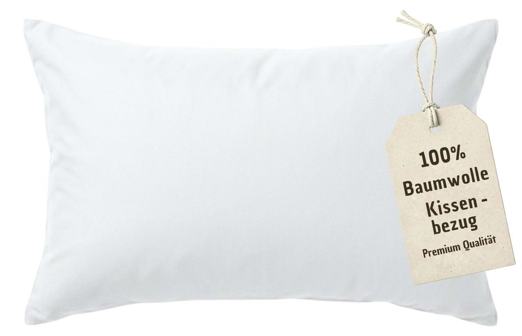 2er Pack Kissenbezug 60x80 cm Weiß | 100% Baumwolle | Doppelpack PREMIUM Kissenhülle mit verdecktem Reißverschluss