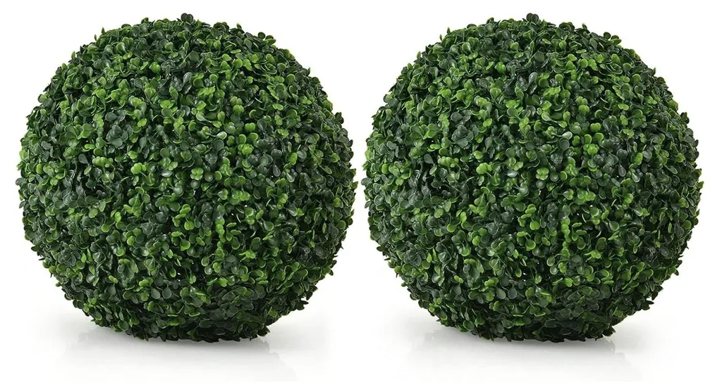 Lot de 2 Boules de Buis Artificielles Vertes 38 cm pour Décoration Extérieure