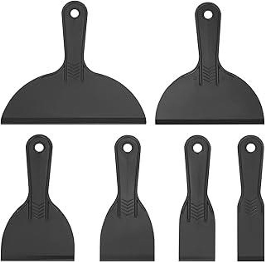 6 Stücke Kunststoffspachtel Zubehör Set, Spachtelmesser Schaber Kittmesser Werkzeug für 3D Drucker Harz Entfernung, Spackeln, Patchen (Schwarz)
