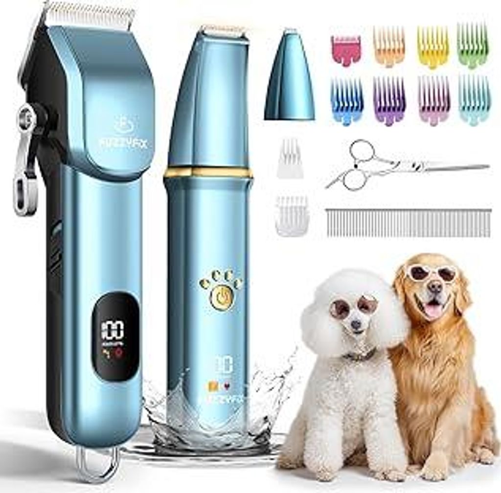 Hundeschermaschine 3 in1 Set,Schermaschine Hund Haarschneidemaschine für Dichtes Verfilztem Fell,Hunderasierer und Pfotentrimmer für Hunde und Ka...