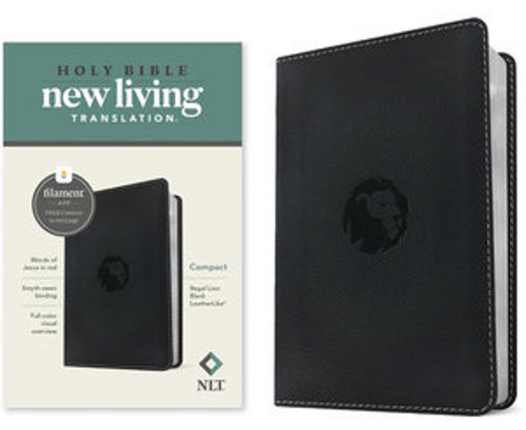 NLT Compact Bible, Filament Enabled (Leatherlike, Regal Lion Black, Red Letter)