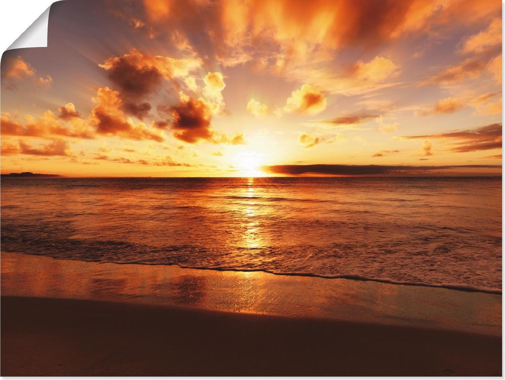 ARTland Poster Schöner Sonnenuntergang Strand Größe: 80x60 cm