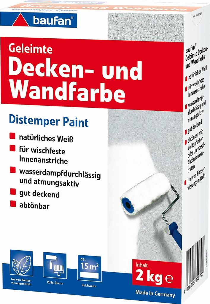 Baufan Geleimte Wand- und Deckenfarbe 2 kg Produktbild 
