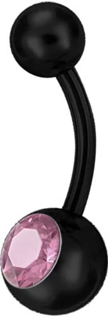 Piercing all'ombelico Karisma Titanio Nero G23 Banana 5/8mm Palline Pietra di Cristallo - Rosa Chiaro BK-TJBL 10mm